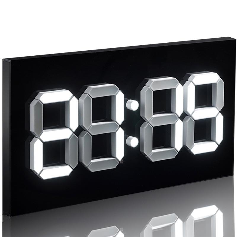 挂钟闹钟2024北欧亚克力创意电子时尚简约钟3d数字万年历时钟挂墙