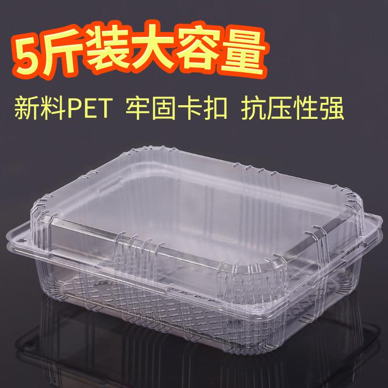 包邮一次性塑料水果盒子透明长方形五斤装榴莲肉盒带盖海鲜包装盒