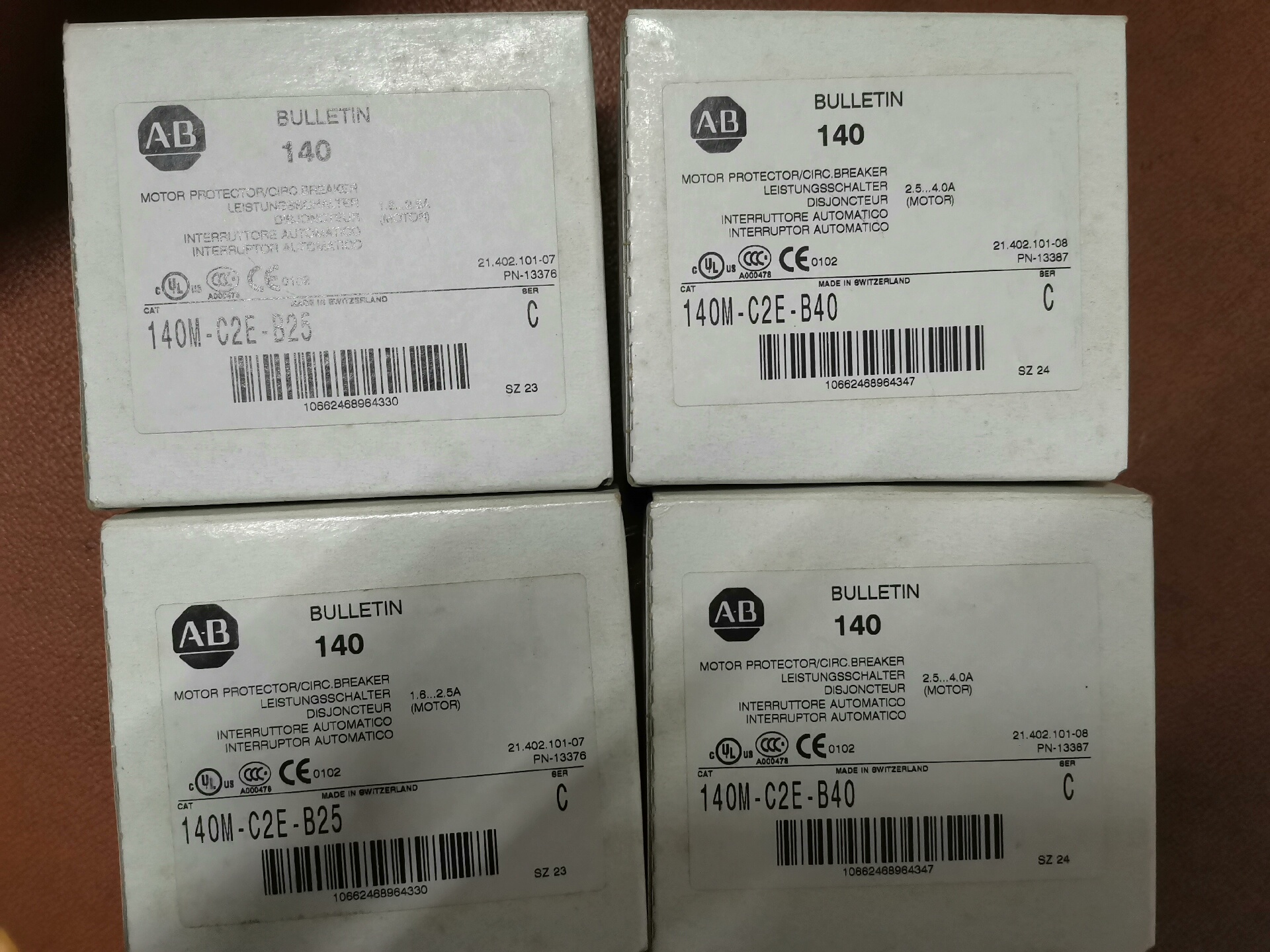 全新AB断路器 1.6&mdash;2.5A和2.5&mdash;4A各两个 瑞士产