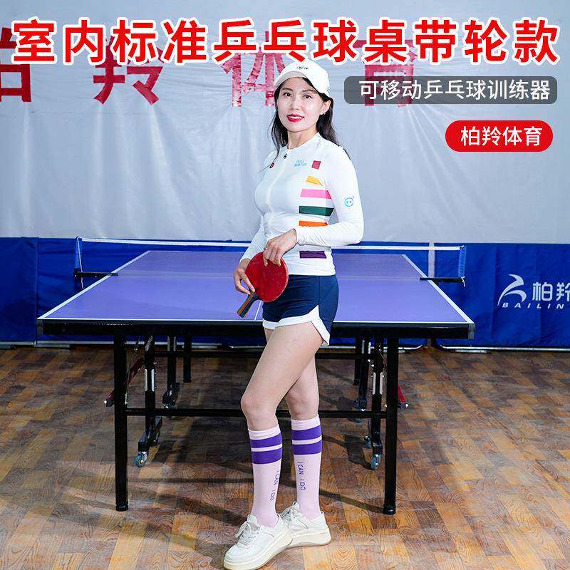 可移动乒乓球桌家用乒乓球桌可折叠移动乒乓球台单人比赛乒乓球台
