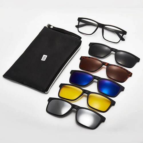 6 In 1 Men Women Polarized Optical Magnetic Sunglasses Clip