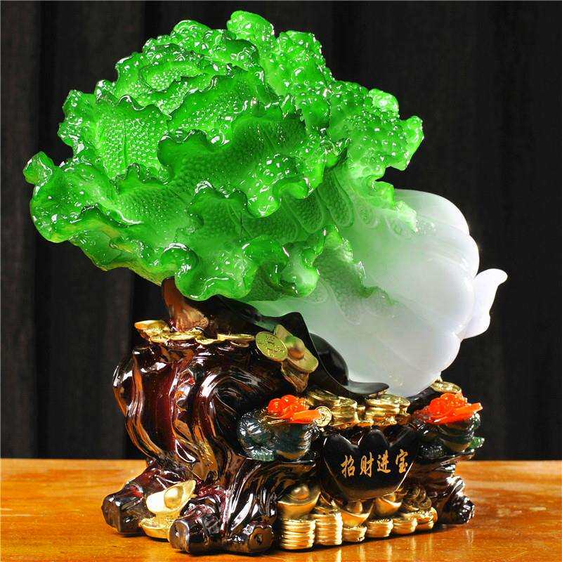 玉家白摆件菜招财客厅玄关电柜酒柜新居装饰工艺品开业招财进宝视