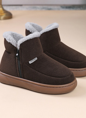 2025新款拉链防滑棉拖鞋包跟中老年妈妈奶奶女士大码高帮外穿棉鞋