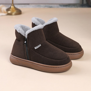 高帮外穿棉鞋 包跟中老年妈妈奶奶女士大码 拉链防滑棉拖鞋 2025新款