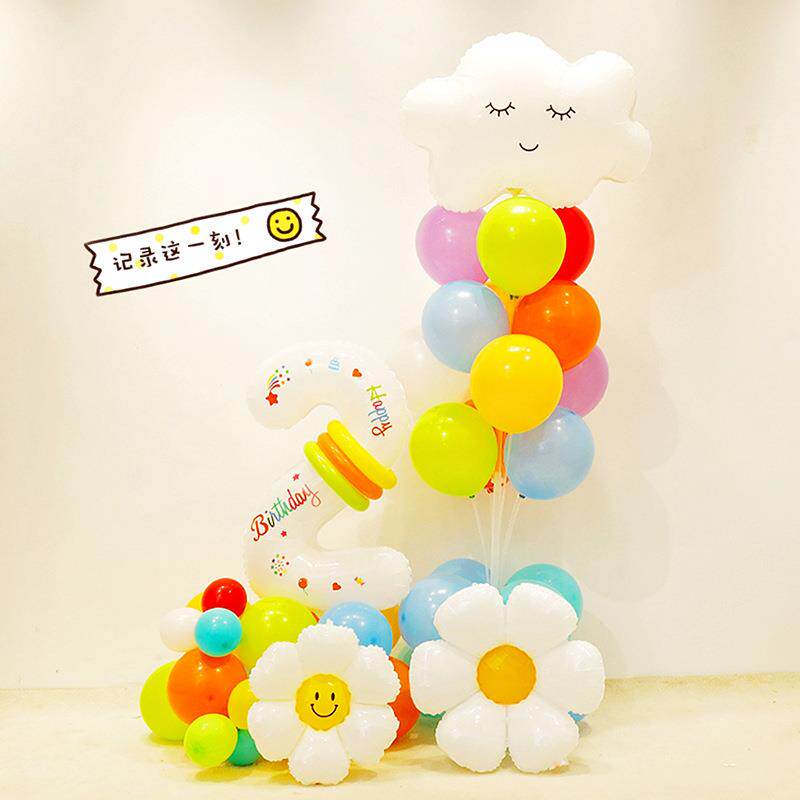 新款直销儿童超大号生日数字气球树立柱男孩女孩宝宝周岁庆祝派对