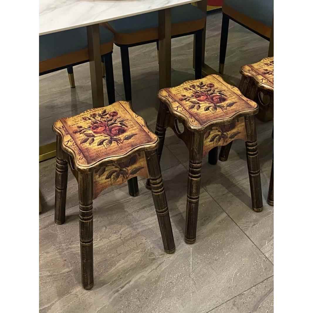 欧式凳子实木时尚创意餐桌凳椅现代板凳北欧家用整装叠放客厅餐凳