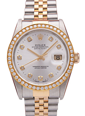 [9.8新]劳力士日志型后镶钻自动机械男表16233