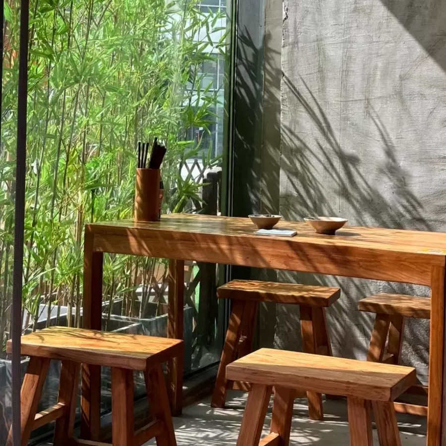 A10L漫咖啡老榆木实木餐桌椅快餐店面馆咖啡厅民宿仿古原木方桌长