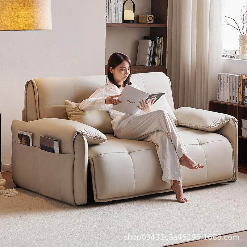 智能电动可折叠两用奶油风沙发床小户型客厅卧室多功能单人双人床