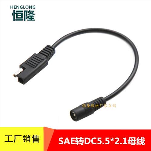 SAE转DC母头线DC5.5*2.1母电源线SAE转5.5*2.1母头连接线10A电流