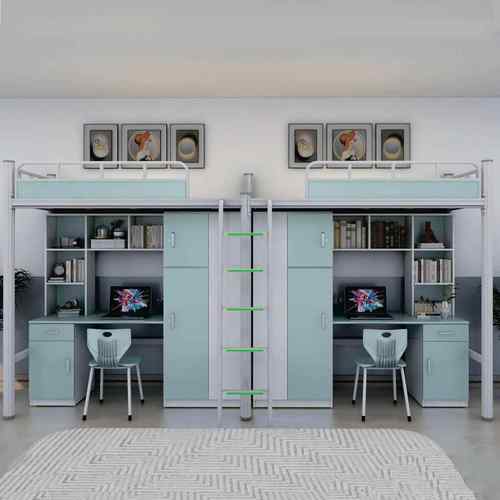 厂家直销钢制上床下桌组合床大学生寝室员工宿舍公寓床加厚防锈床