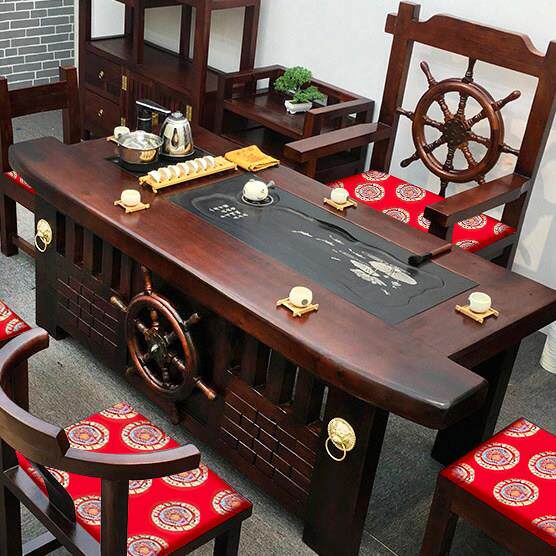 老船木茶桌椅组合实木功夫茶台大茶几家用办公泡茶桌茶具套组一体