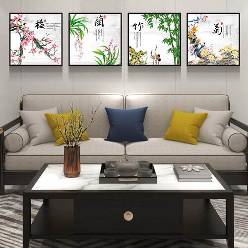新款直销客厅装饰画梅兰竹菊餐厅沙发背景墙竖壁画玄关高档挂画新