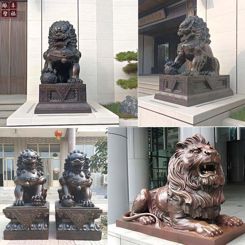 中式天安门铜狮子厂家户外铸铜动物雕塑传统铜狮子门口雕塑摆件