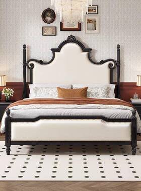 美式轻奢法式复古621床18.m实双人床现代简约卧主床黑色婚床公木