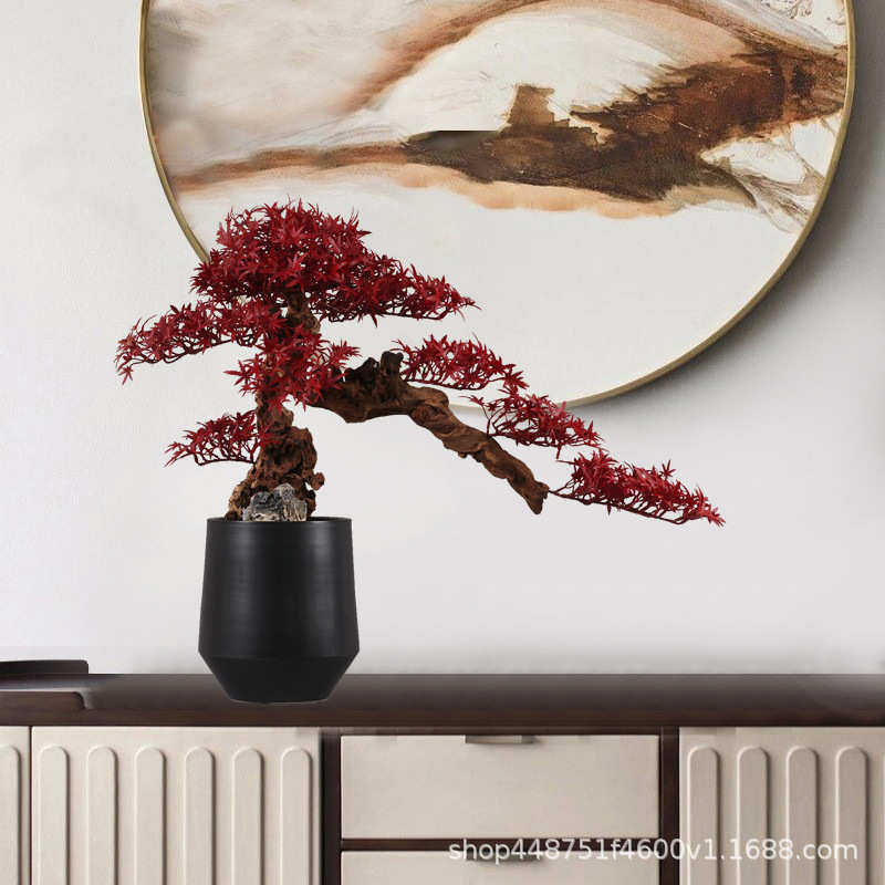 中式仿真枫叶崖柏盆景客厅摆设花艺套装酒店大厅会所走廊装饰摆件,鲜花速递/花卉仿真/绿植园艺,仿真绿植,淘宝优惠券,粉丝福利购,淘宝优惠卷