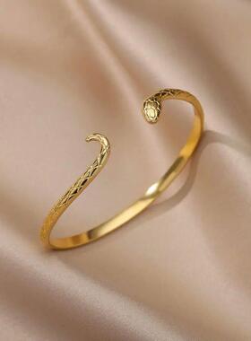 Stainless Steel Snake Bracelets for Women Vintage Gold Plate