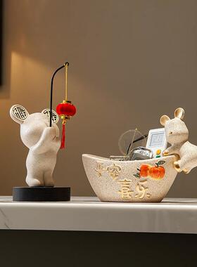 新中式玄关鞋柜钥匙收纳摆件高档家居装饰客厅酒柜置物工艺品摆设