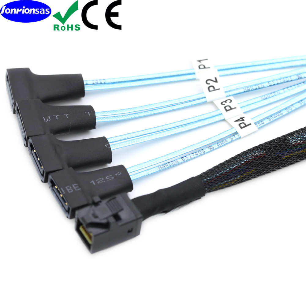 Mini SAS SFF-8643转4 SATA 7P公头服务器高速连接线