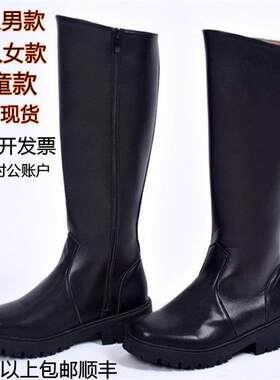 高筒靴子男女单靴马术靴升旗班靴儿童鼓号队靴英伦马靴加棉演出鞋