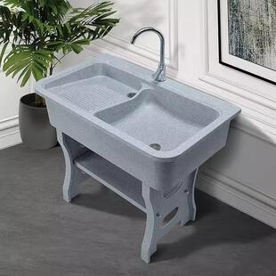 英石洗衣池带搓衣板水槽一阳台户洗衣Fjj36Sj2台大理石石体成外型