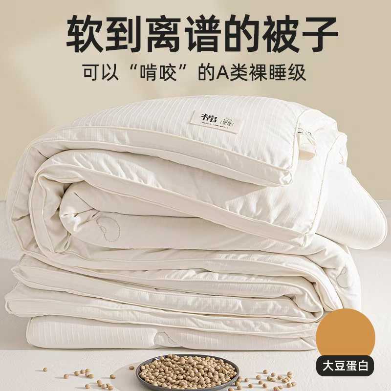 被暖冬母婴原棉家用子母春秋级学生宿舍芯被子保被大豆提花被