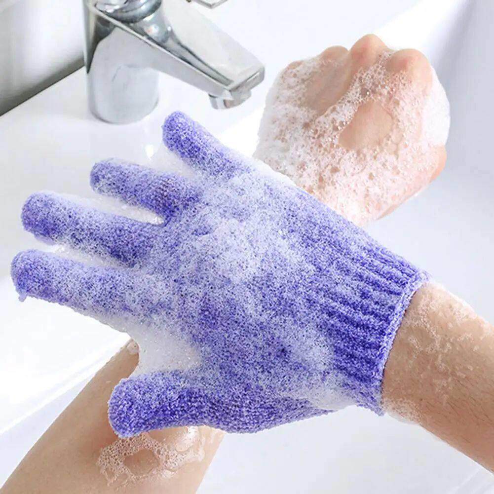 2Pcs Scrubbing Gloves Soft Fast Foaming Exfoliation Deep Cle - 实物图