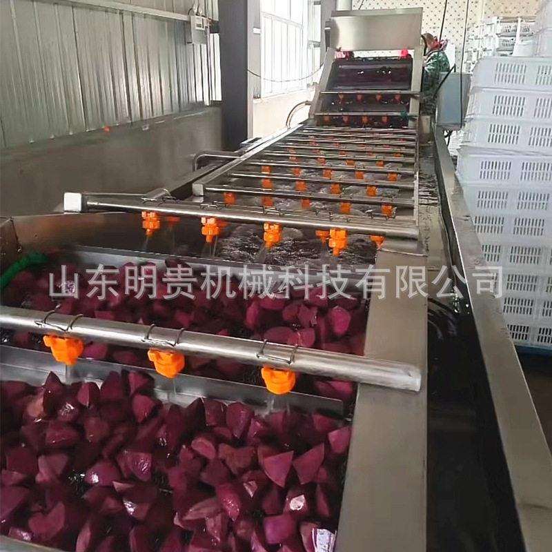 紫薯丁气泡清洗机 蔬菜条鼓泡喷淋清洗机 连续涡流洗菜机器