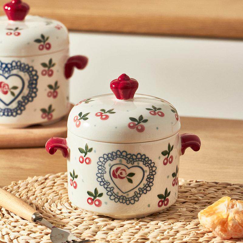 石径居炖盅蒸碗陶瓷隔水炖锅双盖双耳炖燕窝盅蒸蛋盅炖罐家用汤盅