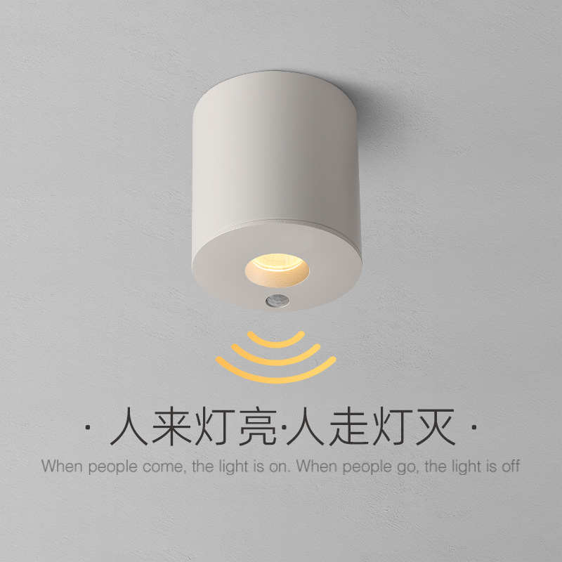 爱斯兰led明装筒灯家用天花走廊过道灯人体感应灯入户玄关阳台灯