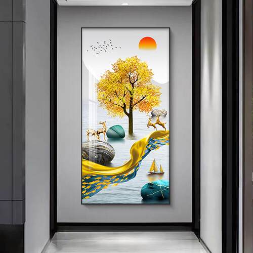 玄关装画现代H0624100简约入户画正对进门墙高壁挂饰新中式玄幻档