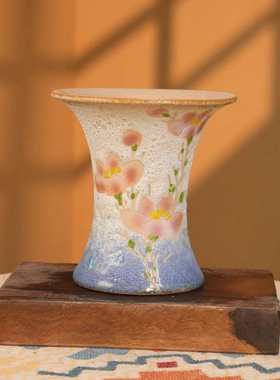 客厅梅花大号器蛮陶瓷兰花绿色中式专用景德镇盆景手工腰花盆三角