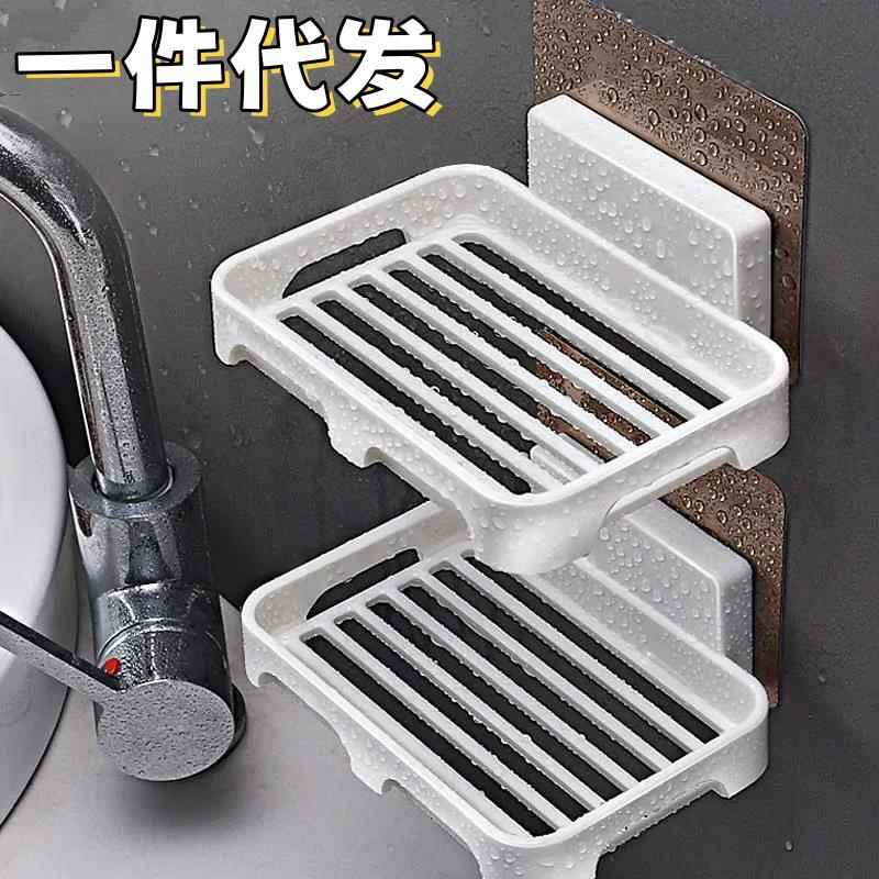 吸盘式硅胶沥水垫厨房台面洗手台窄边水池防溅水置物架防滑肥皂盒