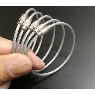 不锈钢丝绳圈钥匙扣挂件钢丝圈吊牌线圈吊丝挂扣户外带锁扣钢丝环