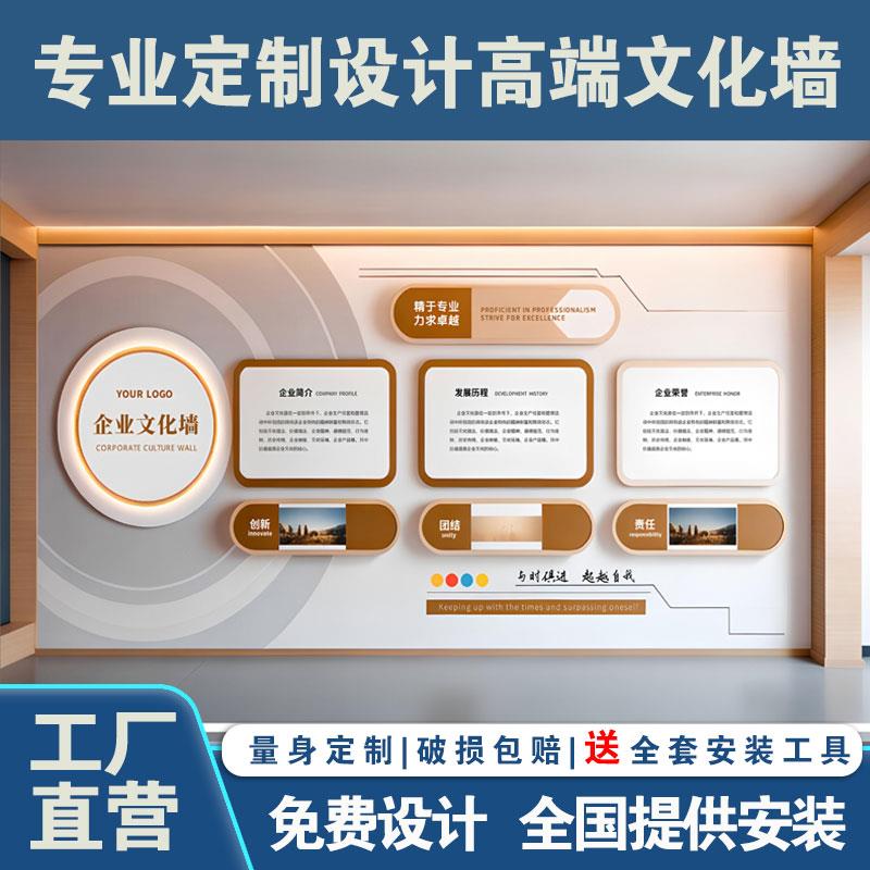 企业文化墙定制设计高端公司发展历程发光背景装饰墙员工照片风采