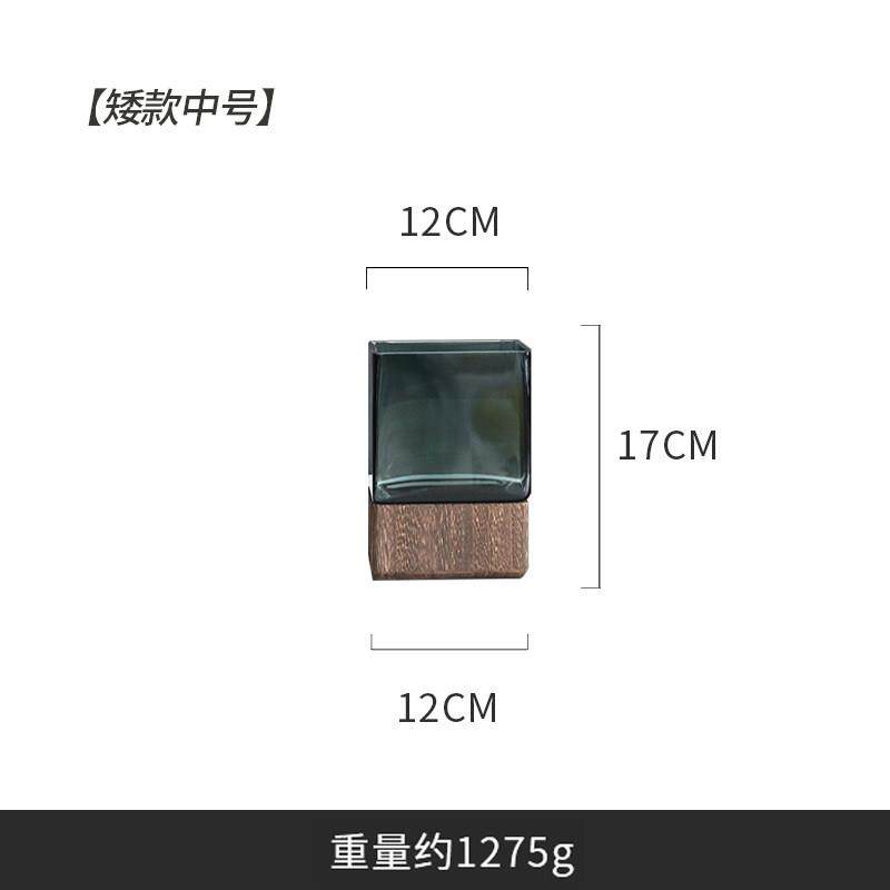 新中式实木花瓶摆件客厅插花玻璃干花富贵竹落地大装饰轻奢水培