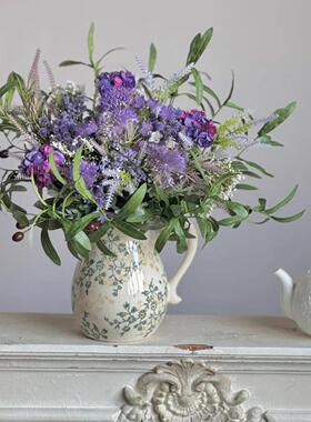 法式小号餐桌花/高级感彷真花束/彷生花束手捧花紫色家居装饰假花