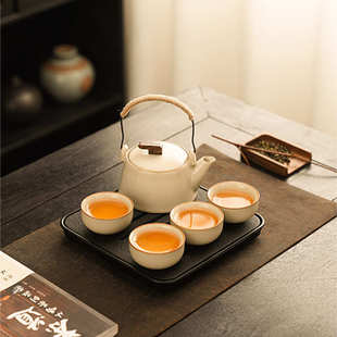 汝窑一壶四杯便携旅行茶具套装户外泡茶壶茶杯一两人用茶具小套装
