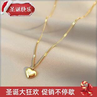 316 Stainless Steel Gold Color Necklace Love Heart Pendant