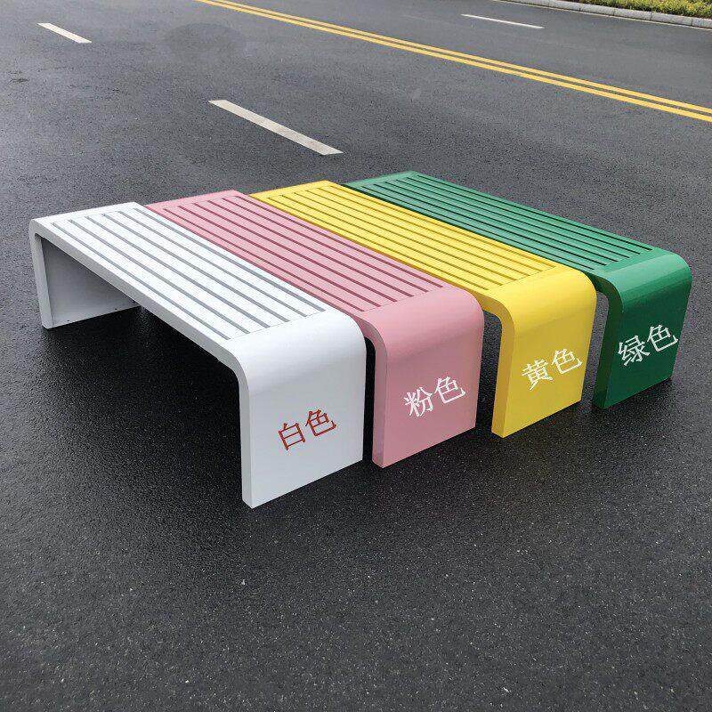 户外铁艺简约现代风格长椅 防水防锈可移动长条椅 可订制防腐公园