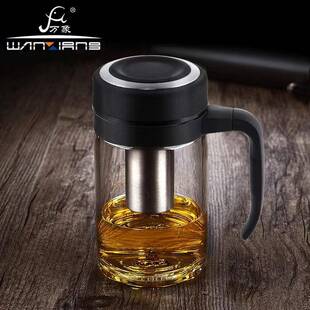 万象单层玻璃杯男士 商务办公便携家用带把手泡茶杯子u211u214