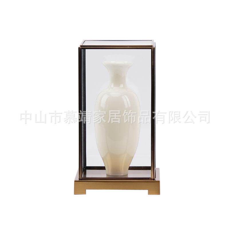 新中式现代透明玻璃罩子花瓶树脂摆件客厅茶几博古架书柜家居摆件