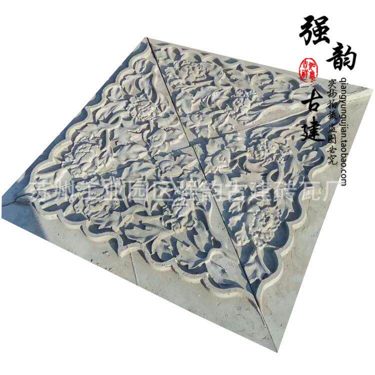 仿古砖雕仿古影壁墙中式影壁角花回纹腰线中式影壁古建雕刻
