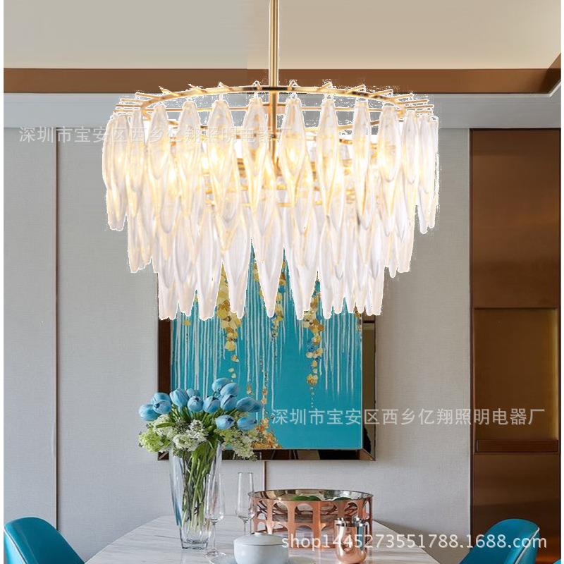 后现代水晶灯现代简约客厅餐厅灯新古典样板房圆形轻奢玻璃棒吊灯