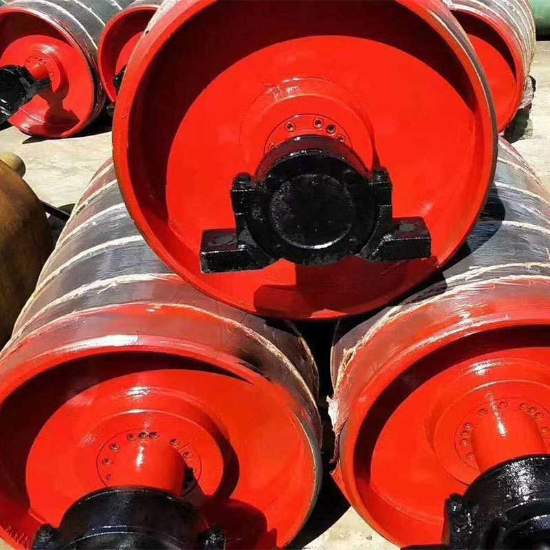 皮带机包胶滚筒无动力改向输送机用内置电动滚筒 轮式包胶滚筒