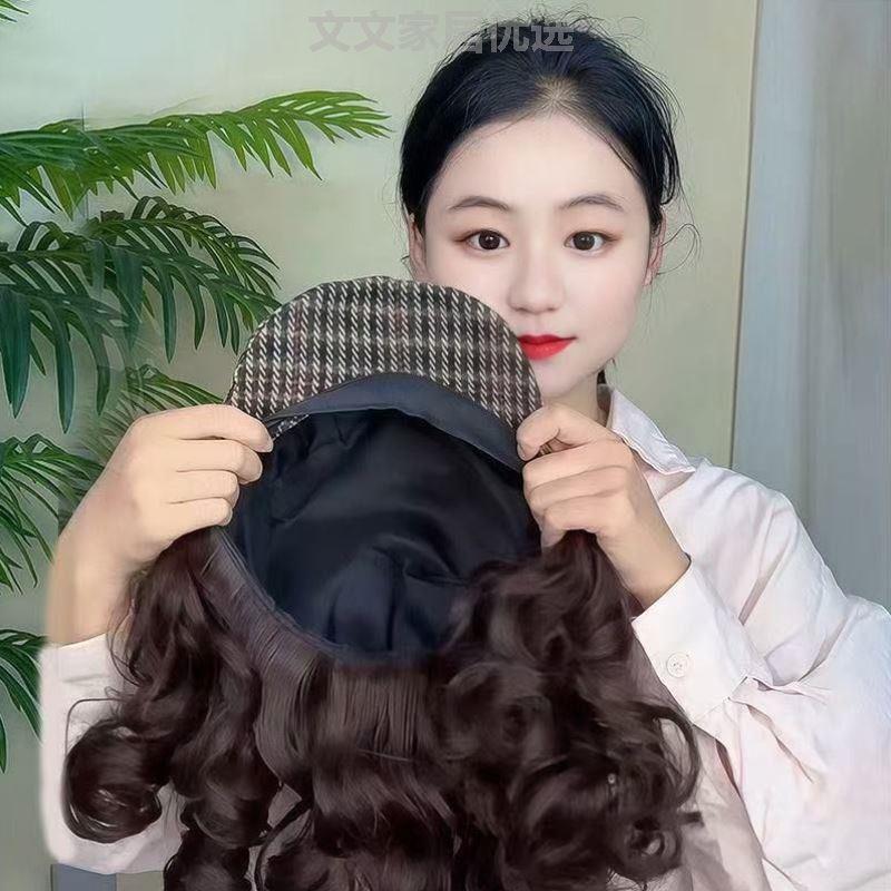 帽子假发女款2025新款冬新款女优雅加厚仿真秋冬加绒贝雷帽气质长