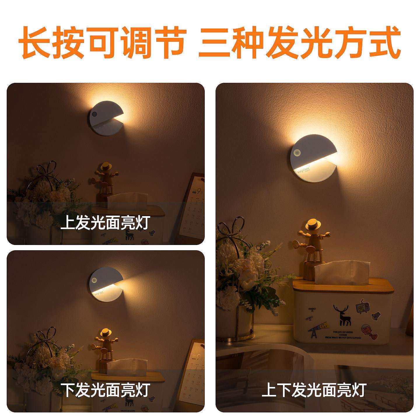 自动Hr-吃豆人体感应灯人来即夜间卧室家电用客厅房间道磁吸充小
