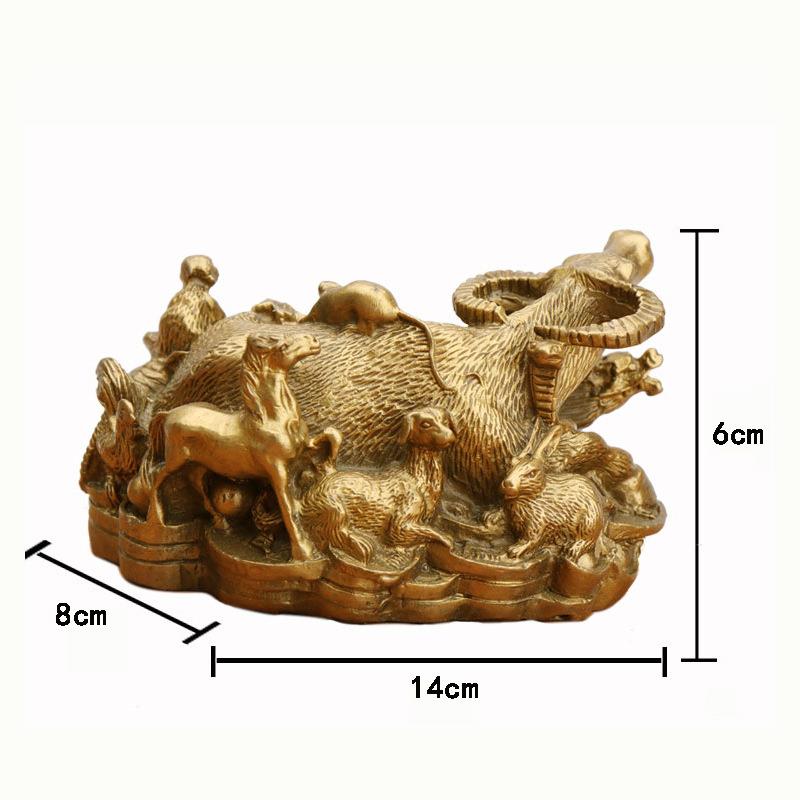 杨铜记 十二生肖牛家居客厅摆件金钱牛铜牛工艺品牛 十二生肖牛组