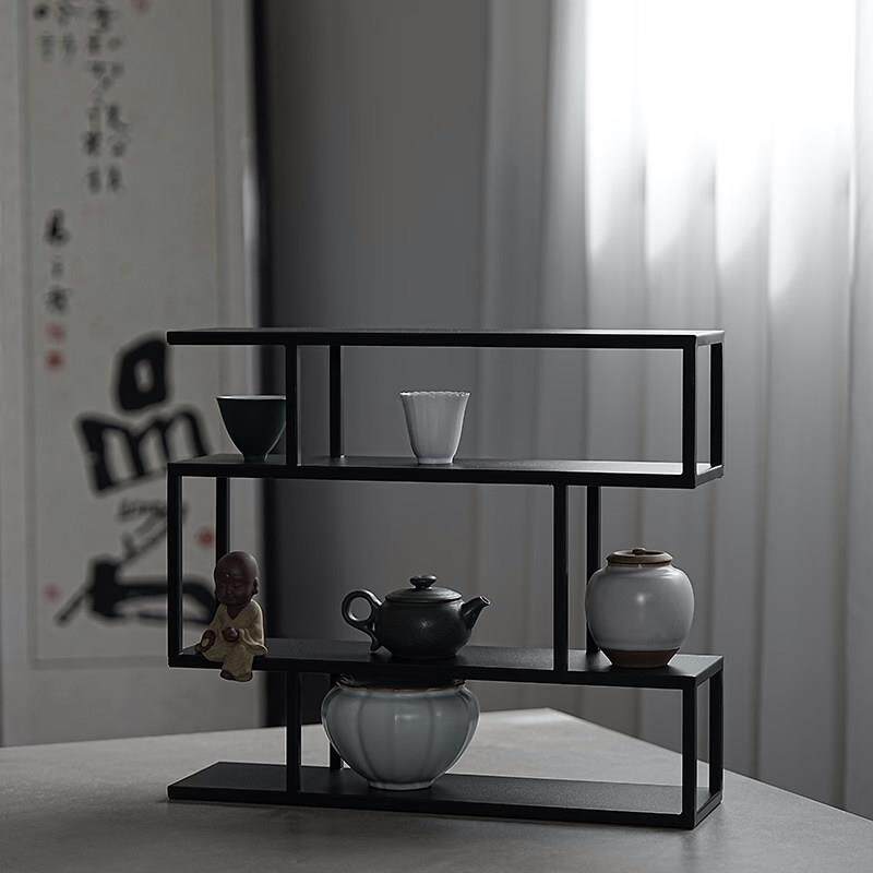 定制铁艺茶棚架放茶杯架置物架家用功夫茶具收纳层架多层桌面博展