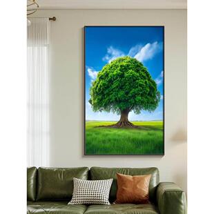树木装饰画小清新客厅挂画风景玄关画竖版沙发落地画森林大树壁画